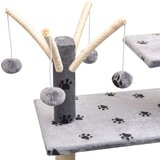  Penjalica Grebalica za Mačke sa Stupovima od Sisala 125 cm Siva s Otiskom Šapa | shoptok.hr