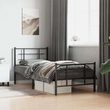 vidaXL Kovinski posteljni okvir z vzglavjem in vznožjem črn 90x200 cm | Shoptok.si
