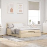  Otomanski krevet s madracem krem 140x190cm od tkanine | shoptok.hr