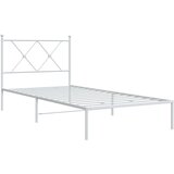 vidaXL Kovinski posteljni okvir z vzglavjem bel 90x190 cm, (21152058) Cene