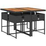  5-dijelni vrtni blagovaonski set s jastucima od poliratana crni | shoptok.hr