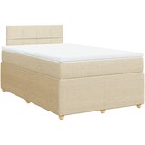 vidaXL Box spring postelja z vzmetnico krem 120x200 cm blago, (21291173) | Shoptok.si