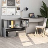  Kutni radni stol sivi 200 x 50 x 76 cm od konstruiranog drva - Siva | shoptok.hr