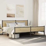  Metalni okvir kreveta bez madraca boja hrasta sonome 193x203 cm | shoptok.hr