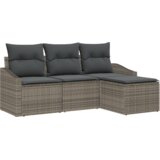 vidaXL 4-dijelni Vrtni Kauč Set s Jastučićima Sivi Poli Ratan | shoptok.hr