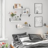 QAXINMI komplet 4 belih stenskih polic iz lesa in kovine | Shoptok.si