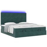 vidaXL Otomanski posteljni okvir z vzmetnicami zelen 200x200cm žamet, (21609241) | Shoptok.si