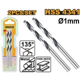  Svrdlo HSS 1mm - 2kom set DBT1200014 INGCO DIN 338 | shoptok.hr