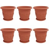 vidaXL Lončki za rastline 6 pcs Kamnito rdeča Ø 39 x 32 cm Plastika, (5000207852) Cene