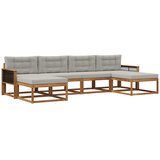 vidaXL Zunanja garnitura za sedenje 6 pcs Naravna in svetlo siva, (5000280019) | Shoptok.si