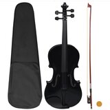 vidaXL Violina komplet z lokom in naslonom za brado črna 4/4 | Shoptok.si