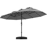 Vrt 470 cm velik dvojni ni senčnik z 48 solarnimi LED lučkami in podstavkom - sive barve Cene
