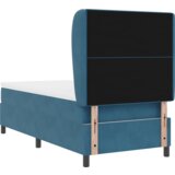 Box Spring Postelja z Vzmetnico v Temno Modri, 90x200 cm, Žamet, (22051822) | Shoptok.si