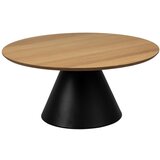 Actona Črna okrogla mizica z mizno ploščo v hrastovem dekorju ø 85 cm Soli – | Shoptok.si