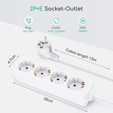 Aigostar Produžni kabl 4Z Tip F 1,5m bela SCHUKO | Eponuda.com