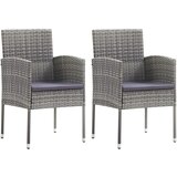 Maison Chic Vrtni stoli - Stol za vrt s temno sivimi blazinami 2 kosa siv poli ratan JS2062, (21876835) | Shoptok.si