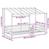  Dječji krevet s krovom bijeli 100 x 200 cm od masivne borovine | shoptok.hr