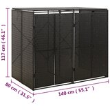  Spremište za 2 kante za smeće crno 140 x 80 x 117 cm poliratan | shoptok.hr