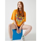 Koton Women's ORANGE Printed T-Shirt Crew Neck Cotton | Shoptok.si