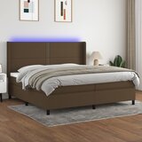 The Living Store Box spring postelja z vzmetnico LED temno rjava 200x200cm blago - Box Spring Postelja, (21516443) Cene