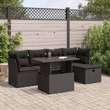  6-dijelni set vrtnih sofa s jastucima crni od poliratana | shoptok.hr