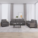  The Living Store Sedežna garnitura 3-delna z blazinami sivo umetno usnje - Sedežna Garnitura, (21456533) | Shoptok.si