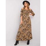 Fashion Hunters Dark beige maxi dress with ruffles | Shoptok.si
