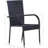 Poli 5-dijelni vrtni blagovaonski set od poliratana crni | shoptok.hr