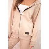 Polski Women's cotton set with a hood and zipper beige | shoptok.hr