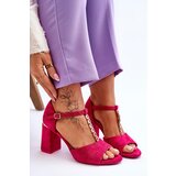 VINCEZA Suede High Heel Sandals With Cubic Zirconia Fuchsia Aniya | shoptok.hr