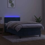 vidaXL Krevet box spring s madracem LED tamnoplavi 80 x 200 cm baršun | shoptok.hr