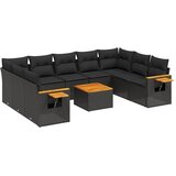  10-dijelni set vrtnih sofa s jastucima crni od poliratana | shoptok.hr