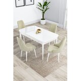 Hanah home trpezarijski set Kar, sto na razvlačenje i 4 stolice, bela ploča, krem tkanina Babyface | Eponuda.com