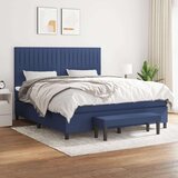vidaXL Box spring postelja z vzmetnico modra 180x200 cm blago | Shoptok.si