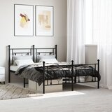 Maison Chic Kovinski Posteljni okvir - Dvoposteljna postelja - Zakonska postelja z vzglavjem in vznožjem črn 135x190 cm, (21696430) | Shoptok.si