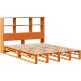  Knjižna postelja brez vzmetnice vošč. rjava 135x190cm trden les | Shoptok.si