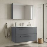 Hanah home Nuvola 100 v2 - 181 Grey Bathroom Cabinet With Sink & Mirror Set (2 Pieces) Cene
