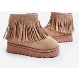 Boto Fleece-Lined Snow Boots with Decorative Fringes for Kids Beige Nimia' | Shoptok.si