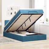 vidaXL Otomanski posteljni okvir z vzmetnico moder 120x200 cm žamet | Shoptok.si
