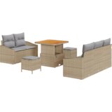 8 Dijelni Vrtni Sofa Set s Jastučićima Bež Poli Ratan Akacija | shoptok.hr