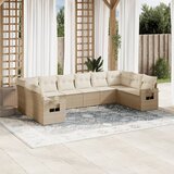 Maison Chic Seti vrtnega pohištva - Vrtna garnitura - Vrtni pohištvo set 10-delna z blazinami bež poli ratan, (21817659) | Shoptok.si