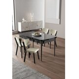Hanah home Rasklopivi trpezarijski sto i stolice (5 delova) Exve Black Marble Cream | Eponuda.com