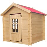 Timbela Zunanja otroška hiška, 13 mm deske - Lesena igralna hiška brez podov z rdečo streho V121 x 114 x 111 cm / 0,86 m2 - M570R-1, naravni les, (21813845) | Shoptok.si