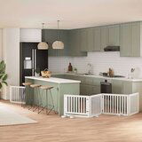 vidaXL Ograda za pse z vrati zložljiva 6 panelov bela 480 cm les | Shoptok.si