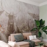  Foto tapeta - Forest motif - deer with antlers among fern leaves on concrete pattern 441x315 | shoptok.hr
