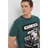 Guess Bombažna kratka majica turkizna barva | Shoptok.si