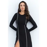 Cool & Sexy Women's Black Double Zipper Maxi Dress