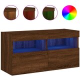 vidaXL Stenska TV omarica z LED lučkami rjavi hrast 80x30x40 cm | Shoptok.si