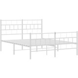vidaXL Kovinski posteljni okvir z vzglavjem in vznožjem bel 140x200 cm | Shoptok.si