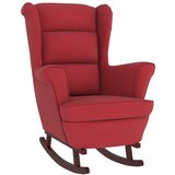  The Living Store Gugalni stol z nogami iz trdnega kavčukovca vinsko rdeč žamet - Gugalni Stol, (21455010) | Shoptok.si